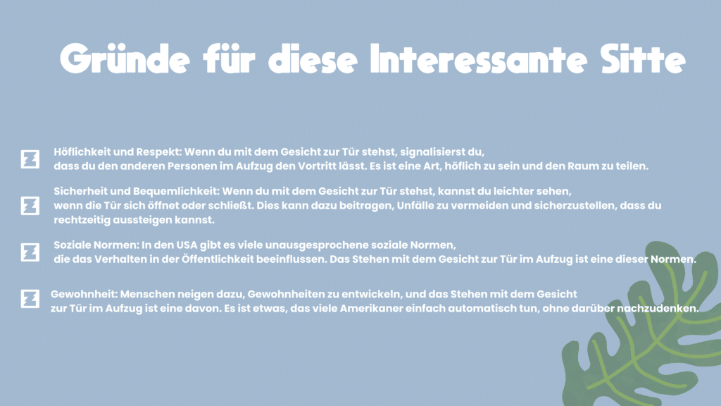 Liftfahrten und amerikanische Sitten